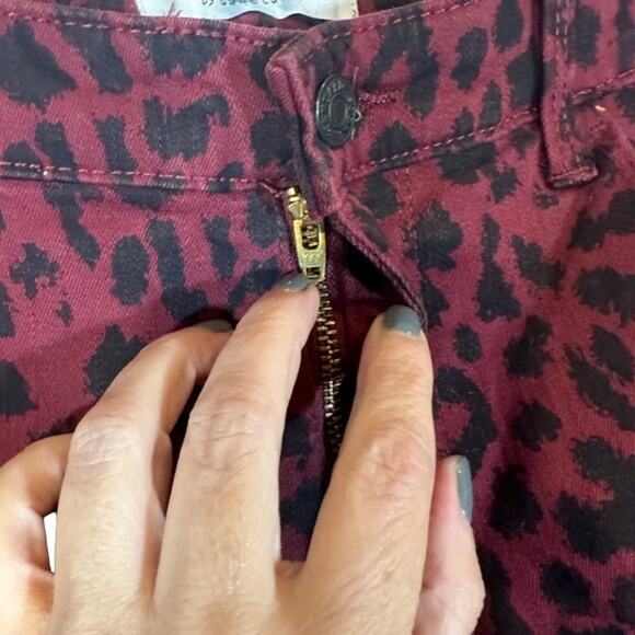 Sanctuary Dark Pink & Black Leopard Animal Print Ankle Skinny Jeans Women Sz 8 - Picture 6 of 13
